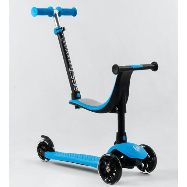 

Самокат 3в1 с сиденьем и родительской ручкой Best Scooter LITE Синий (sa354)