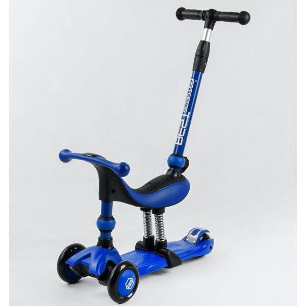 

Самокат 5в1 с сиденьем и родительской ручкой Best Scooter Темно-Синий (sa327)