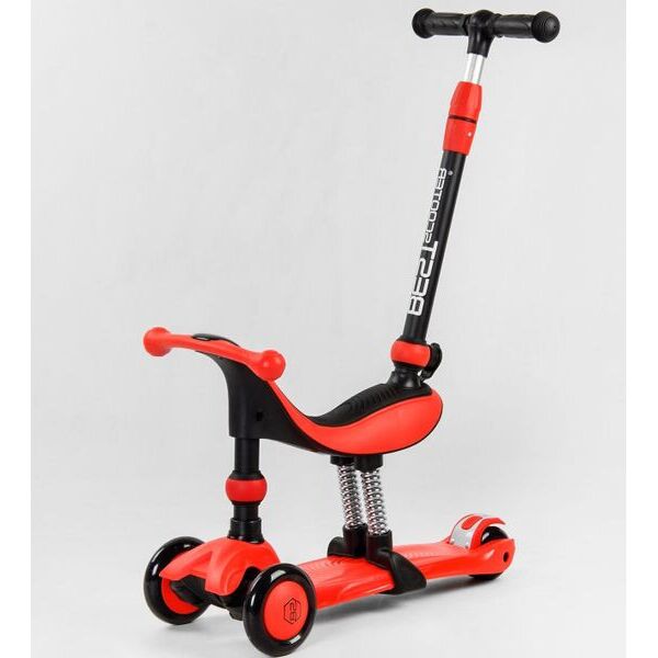 

Самокат 5в1 с сиденьем и родительской ручкой Best Scooter Красный (sa326)