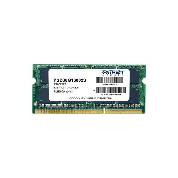 

Модуль пам'яті для ноутбука SoDIMM DDR3 8GB 1600 MHz Patriot (PSD38G16002S)