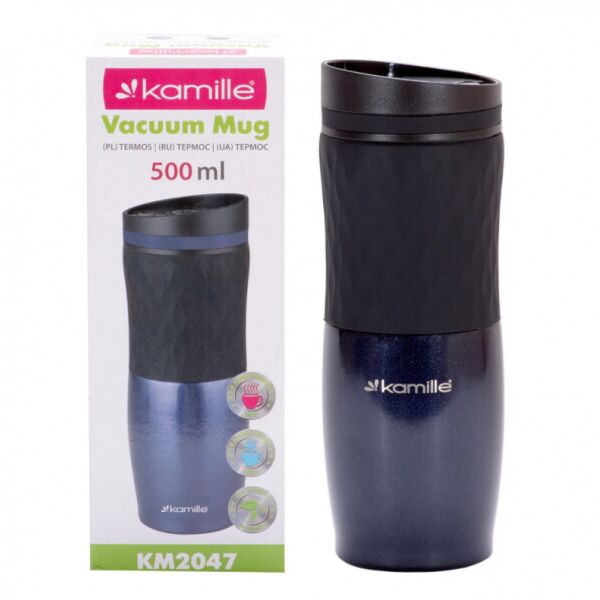 

Термокружка Kamille Синий 500ml. из нержавеющей стали с TPR вставкой KM-2047