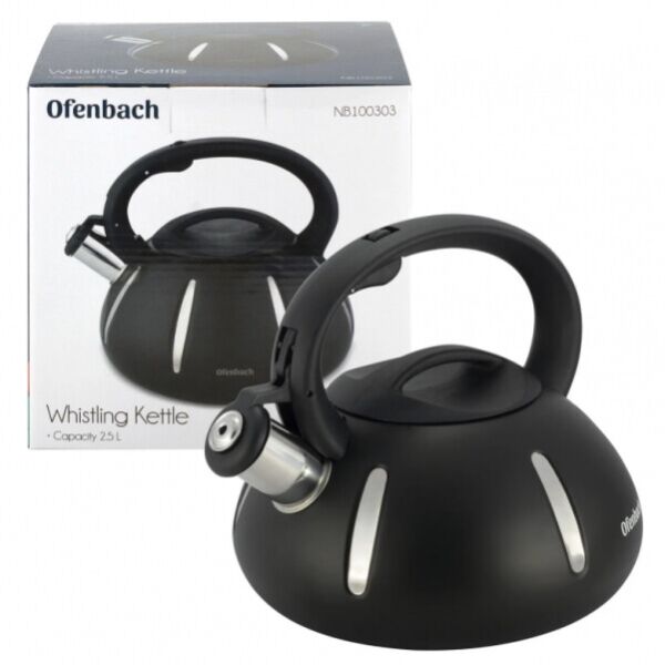 

Чайник Kamille Ofenbach Черный 2л из нержавеющей стали со свистком и нейлоновой ручкой KM-100303