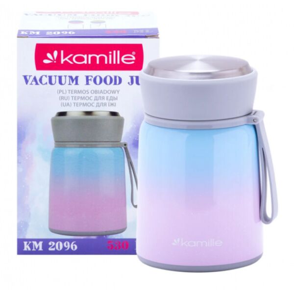 

Термос пищевой обеденный для супа Kamille Розово-голубой 530мл из нержавеющей стали KM-2096
