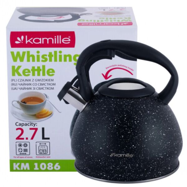 

Чайник Kamille 2,7л из нержавеющей стали со свистком и нейлоновой ручкой KM-1086