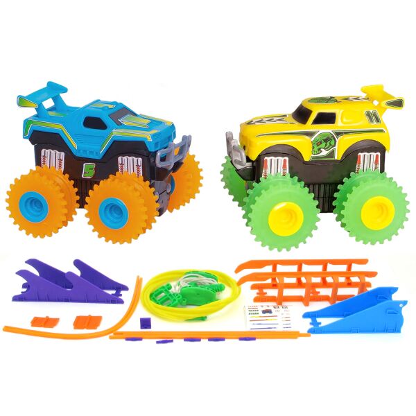 

Машинки на бат. Trix Trux набор 2 машинки с трассой (синий+желтый) (AS33233)