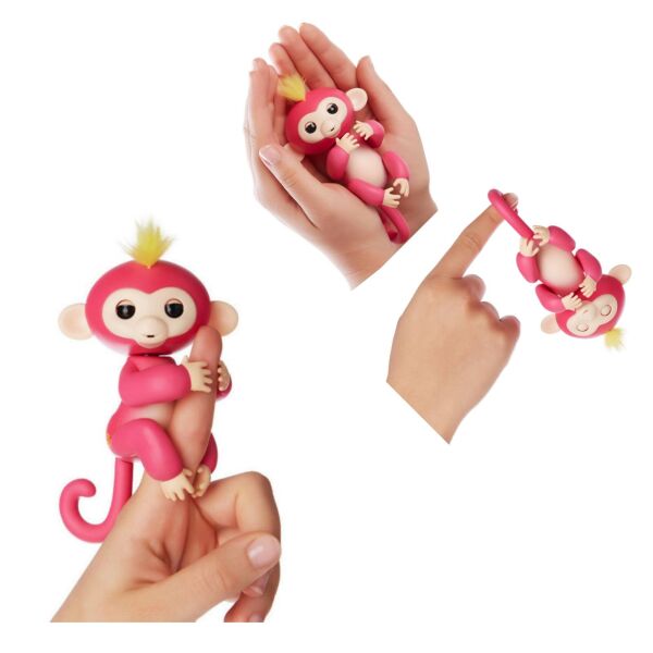 

Интерактивная игрушка Обезьяна WowWee Fingerlings Baby Monkey Bella с более чем 40 звуками и анимациями, с умными датчиками, реагируя на любой звук, движение, для детей от 5 лет Розовая (2739