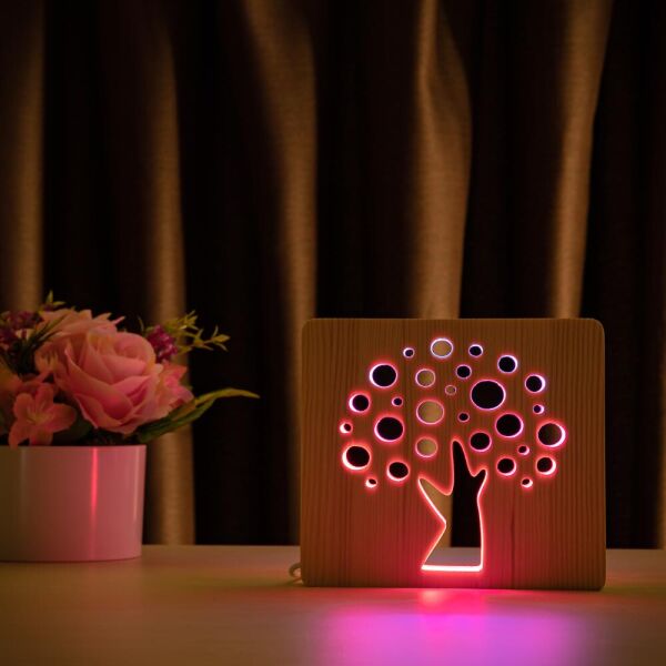 

Светильник ночник ArtEco Light из дерева LED эко ночник Деревце +с пультом и регулировкой цвета, двойной RGB (20480)