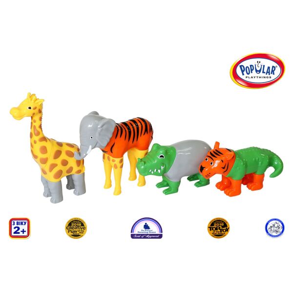 

Пазл 3D детский магнитные животные POPULAR Playthings Mix or Match (тигр, крокодил, слон, жираф) (662000)