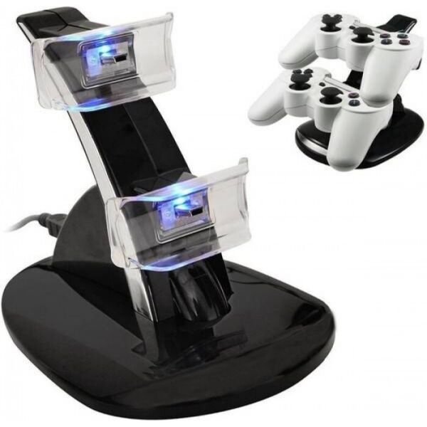 

USB подставка-зарядка для джойстика PS3 2в 1 заряжает и защищает контроллеры (658321)