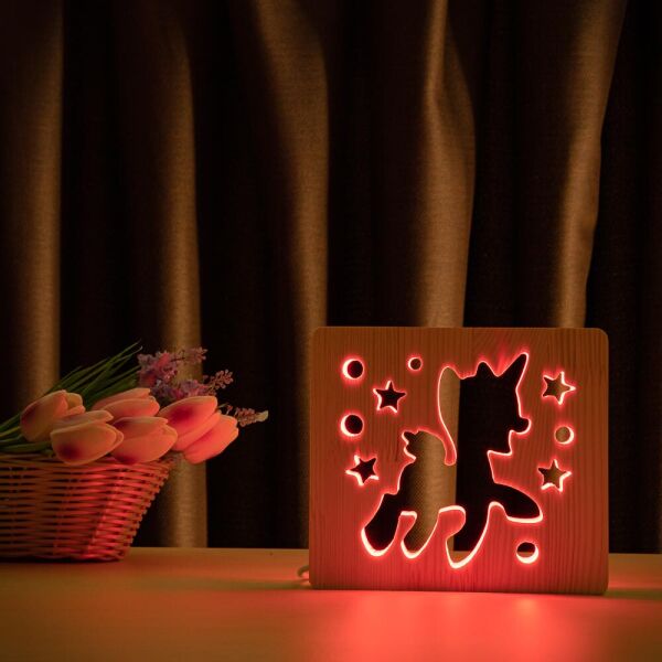 

Светильник ночник ArtEco Light из дерева LED эко ночник Пони-единорог с пультом и регулировкой цвета, RGB (20391)
