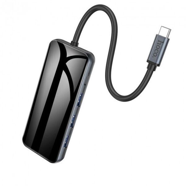 

Hub-адаптер Hoco HB15 Easy Show Type-C to 3xUSB/HDMI/PD Grey