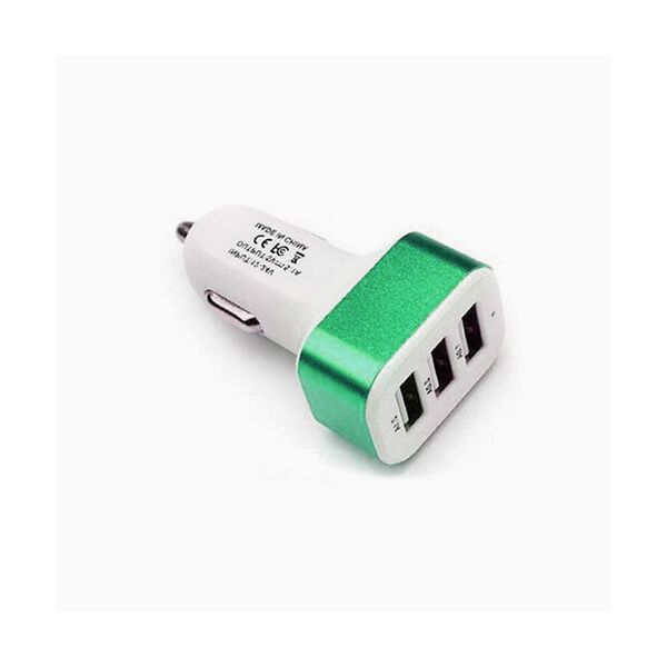 

Автомобильное зарядное устройство 11582 квадрат 3USB 3.1A White Green (av210)