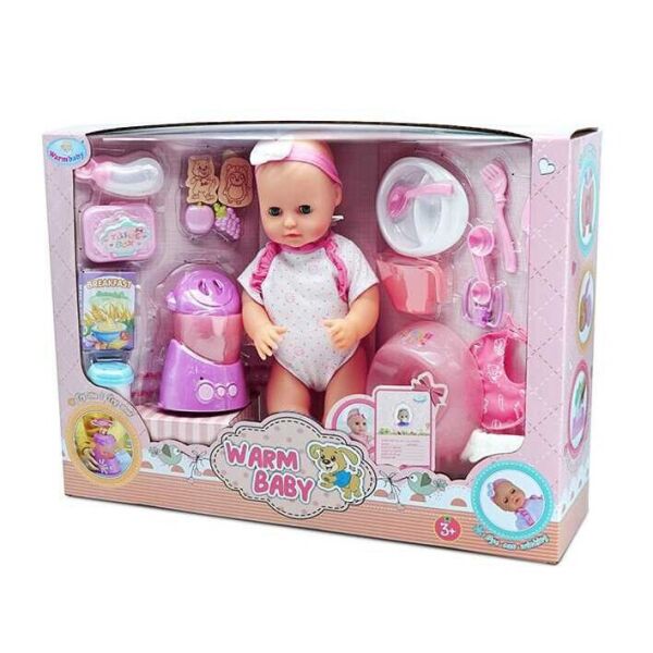 

Детский игровой набор Пупс Warm Baby WZJ026G с аксессуарами (Белый костюмчик)