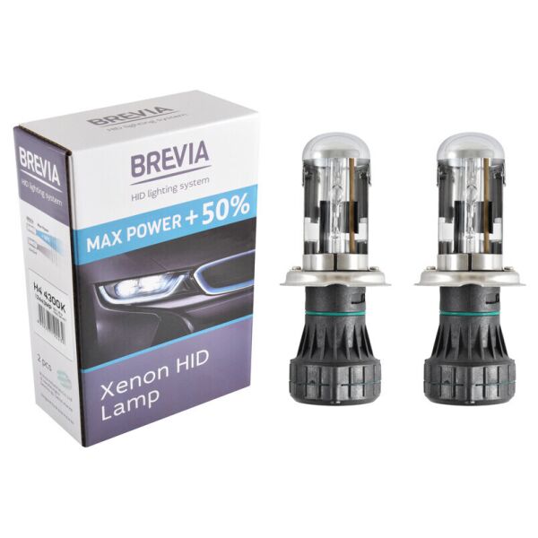 

Біксенонова лампа Brevia H4 +50%, 4300K, 85V, 35W P43t-38 KET, 2шт