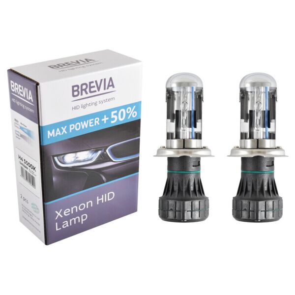 

Біксенонова лампа Brevia H4 +50%, 5500K, 85V, 35W P43t-38 KET, 2шт