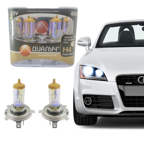 

Лампы H-4 12 Вольт 60/55 Ватт P43T. Лампы с эффектом ксенона Cool Blue Intense + 30% Kvarc-404