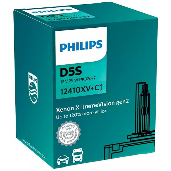 

Штатная ксеноновая лампа Philips D5S Xenon X-tremeVision gen2 12410XVC1 25w 4800k
