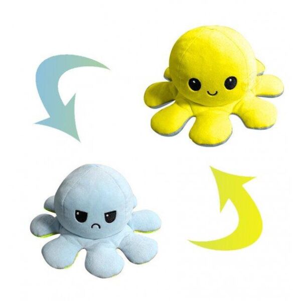 

Игрушка мягкая осьминог двухсторонний антистресс OCTOPUS 7931 желто-голубая