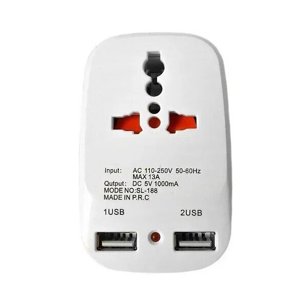 

Сетевой разветвитель тройник Travel Adaptor 823 c 2 USB 7043 13 A белый