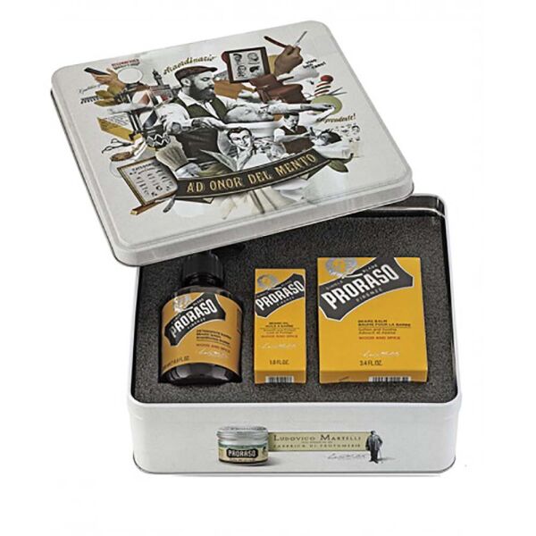 

Набор подарочный для ухода за бородой из 3-х предметов Proraso beard kit Wood and Spice