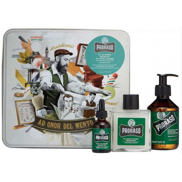 

Набор подарочный для ухода за бородой из 3-х предметов Proraso Beard Kit Refresh