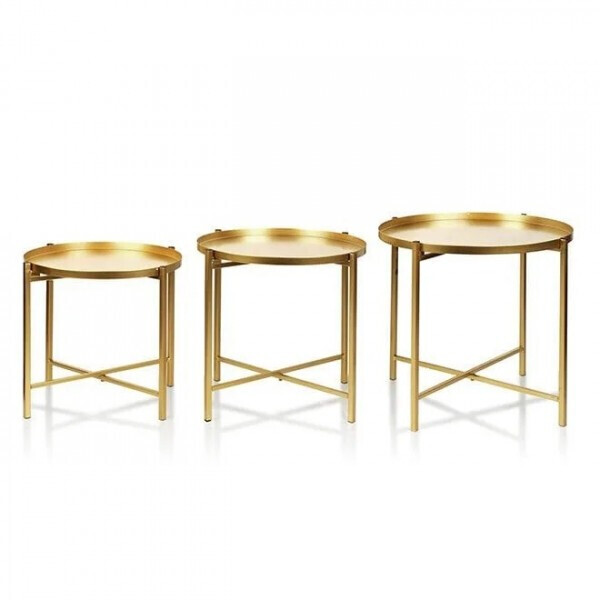 

Комплект металлических столиков Flora LUCAS GOLD золотой 3 шт. D-35.5/40/44.5 см. 35497