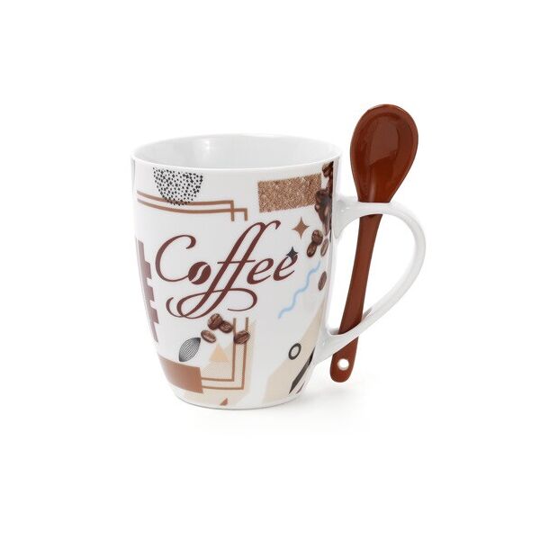 

Набор кружек фарфоровых Bon Retro Coffee 334-405 350мл с коричневой ложкой, 12 шт