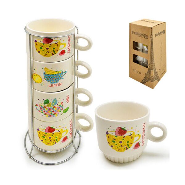 

Чашки на стойке Fruit 300мл 5пр Hoz MMS-R29088