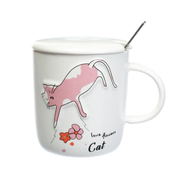 

Чашка quot;Cat and butterflyquot;, 400 мл. (8805-015) бело- розовый Elso