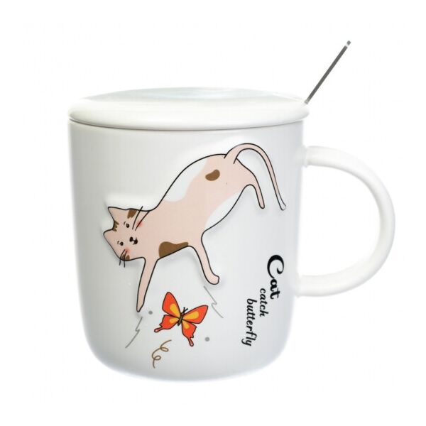

Чашка quot;Cat and butterflyquot;, 400 мл. (8805-015) белая Elso