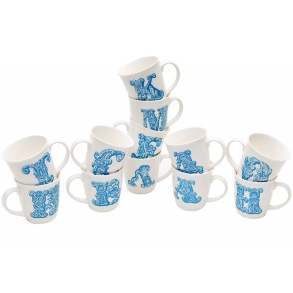 

Набор кружек фарфоровых Bon Первая буква имени 335-19, 425мл, цвет - голубой, 12 шт