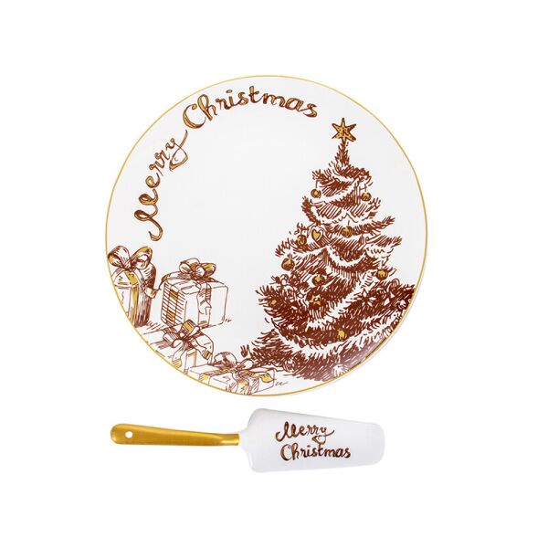 

Блюдо для торта Elen с лопаткой "Merry Christmas" 26см 924-742