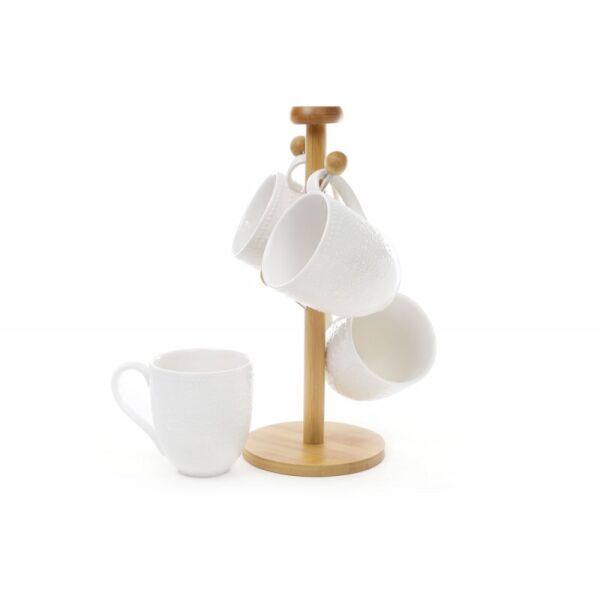 

Набор фарфоровых кружек Bon Naturel 289-249, 340мл на бамбуковой подставке 4 шт