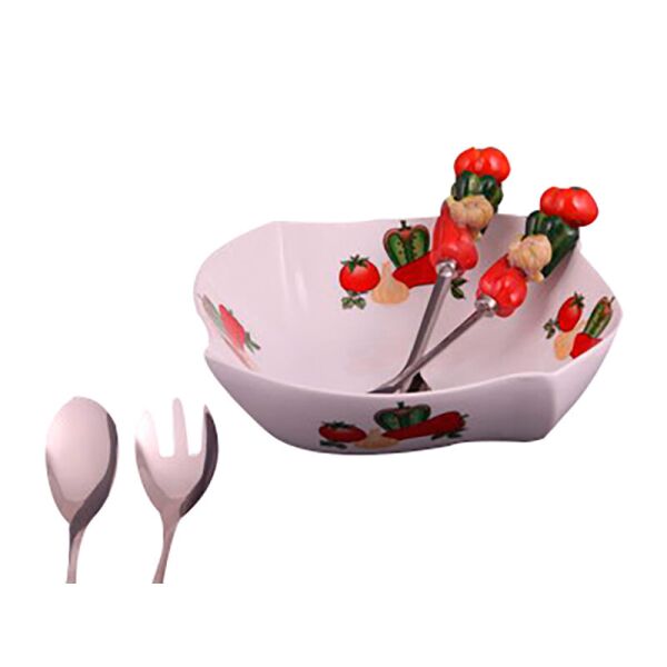 

Салатник Elen Овощи 449-002 с ложкой и вилкой