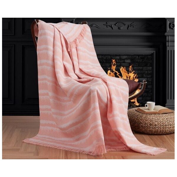 

Плед хлопковый Eponj Home. Buldan Keten Desibel pudra-170х220