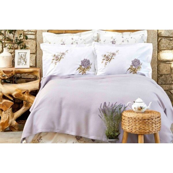 

Постельное белье с покрывалом Karaca Home. Henri lila-Евро