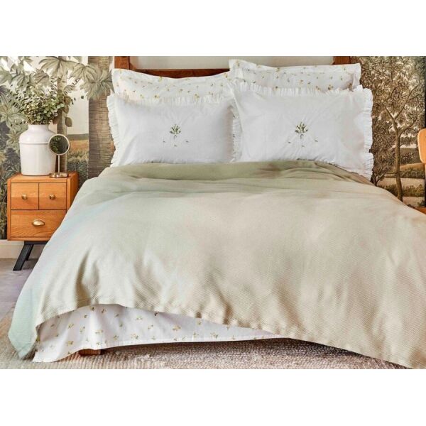 

Постельное белье с покрывалом Karaca Home. Lilium yesil-Евро