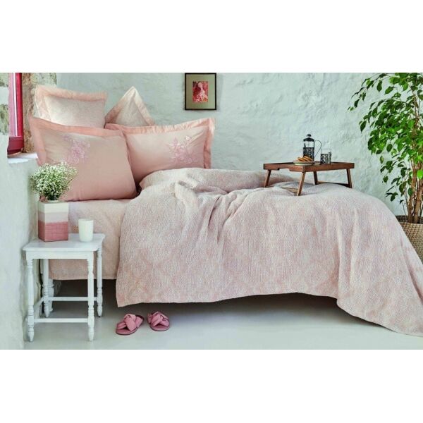 

Постельное белье с покрывалом Karaca Home. Ранфорс Miracle blush-Евро