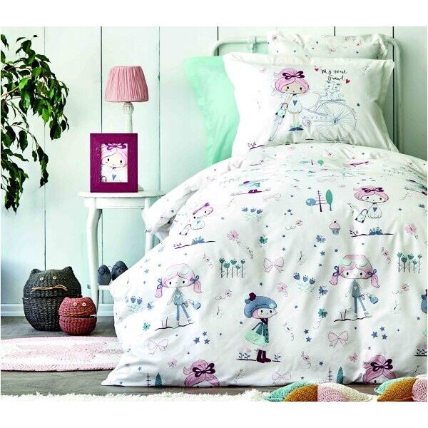 

Подростковое постельное белье Karaca Home. Ранфорс Poliment pudr-1,5-спальный подростковый