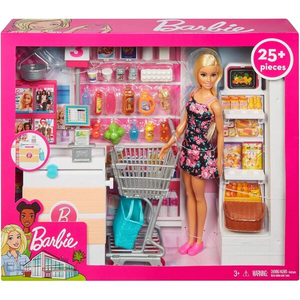 

Набор Барби магазин Barbie Doll Grocery Store with Rolling Cart Mattel FRP 01