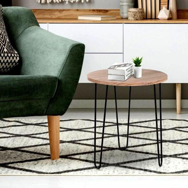 

Стол журнальный "Лофт" круглый Кд-2, Канадский Дуб (50/42/50), МДФ, черные ножки