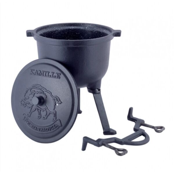 

Казан чугунный эмалированный 7л с крышкой Kamille на ножках для приготовления пищи KM-4801M