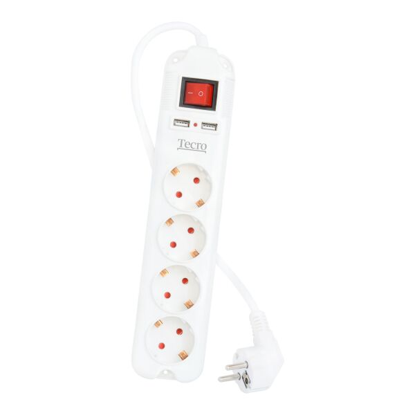

Фильтр питания Tecro SF-USB-4-2 4 розеток, 2хUSB, 2 м, белый
