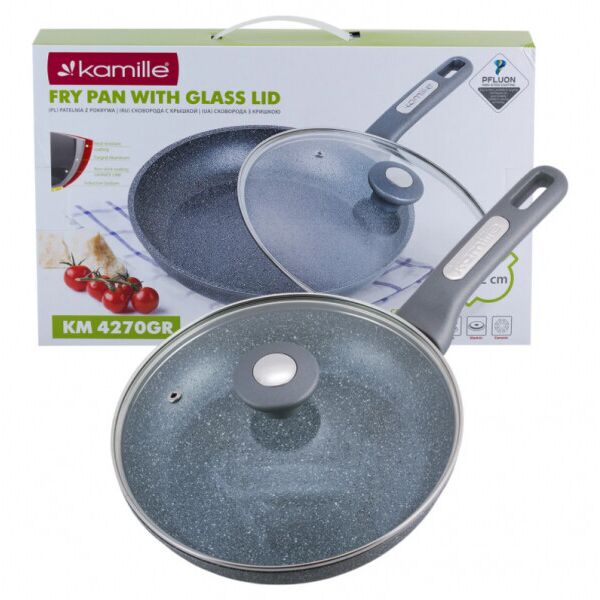 

Kamille 22см с гранитным покрытием и крышкой для индукции и газа KM-4270GR