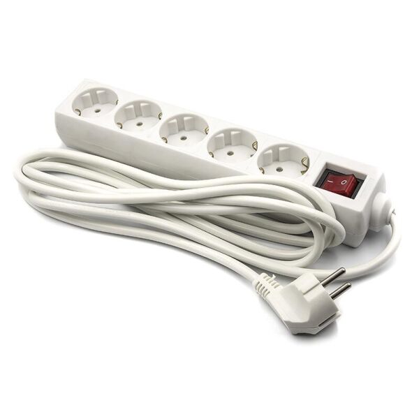 

Фильтр питания PowerPlant JY-1052/3 (PPSA08M30S5) 5 розеток, 3 м, белый, кулек