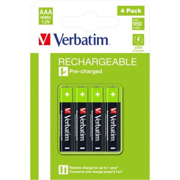 

Аккумуляторы Verbatim AAA/HR03 NI-MH 950 mAh BL 4шт