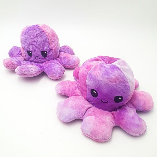 Акція на Мягкая игрушка Осьминог перевертыш двусторонний веселый грустный Mood Octopus 16 см UKC розово-фиолетовый від Allo UA