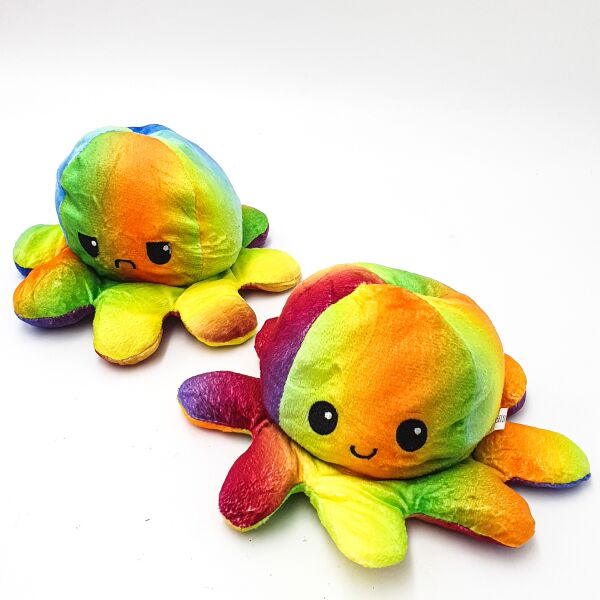 

Мягкая игрушка Осьминог перевертыш двусторонний веселый грустный Mood Octopus 16 см UKC разноцветный