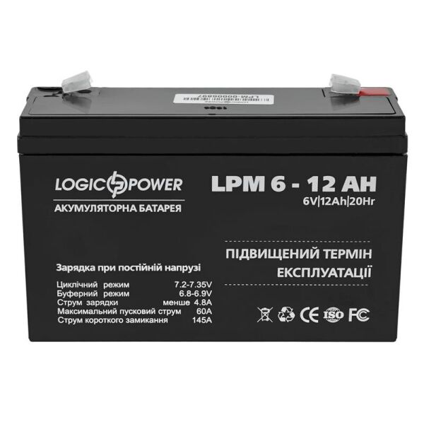 

Аккумуляторная батарея LogicPower LPM 6V 12AH (LPM 6 - 12 AH) AGM