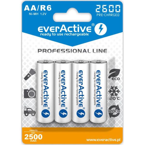 

Аккумулятор everActive AA/HR06 Ni-MH 2600mAh BL 4шт